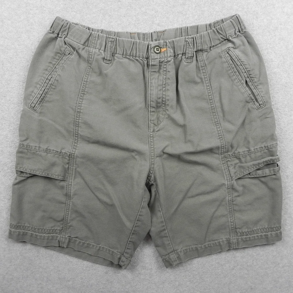 Tommy Bahama Cargo Shorts Mens Large L Green Cotton Tencel Elastic Waist Casual